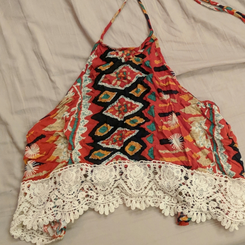Crochet detail tribal shirt